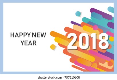 Happy new year 2018 vector background. Business visit card for new year. International standards and sizes. Vector brochure design template. Cover of business diary for 2018 with wishes. Vector