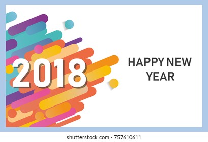 Happy new year 2018 vector background. Business visit card for new year. International standards and sizes. Vector brochure design template. Cover of business diary for 2018 with wishes. Vector