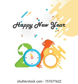 Happy new year 2018 vector background. Vector brochure design template. Cover of business diary for 2018 with wishes.
