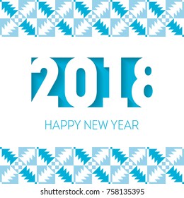 Happy new year 2018 vector background. Vector brochure design template. Cover of calendar for 2018 with wishes and pattern