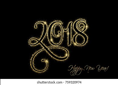 Happy New Year 2018. Vector New Year background with gold glitter.