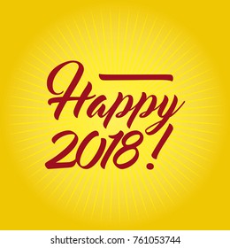 Happy New Year 2018 vector card with red sign