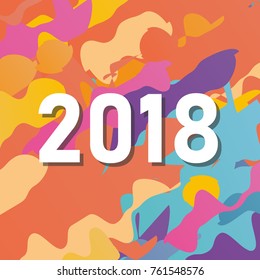 Happy new year 2018 vector background. Vector brochure design template. Cover of business diary for 2018 with wishes. Vector illustration