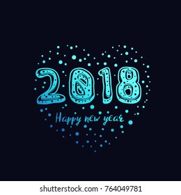 Happy new year 2018 vector card design
