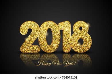 Happy New Year 2018. Vector New Year shiny background.