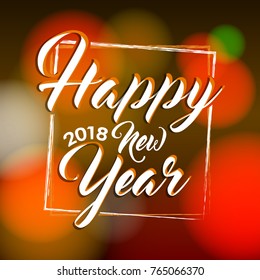 Happy New Year 2018 Vector greeting card illustration.