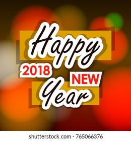Happy New Year 2018 Vector greeting card illustration.