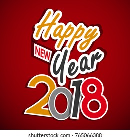 Happy New Year 2018 Vector greeting card illustration.