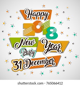 Happy New Year 2018 Vector greeting card illustration.