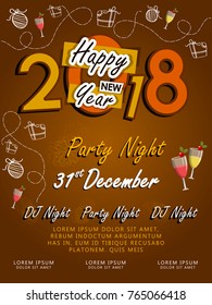 Happy New Year 2018 Vector greeting card illustration.