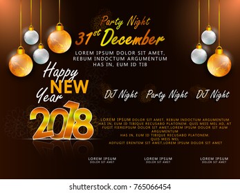 Happy New Year 2018 Vector greeting card illustration.