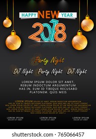 Happy New Year 2018 Vector greeting card illustration.