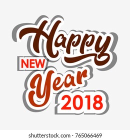 Happy New Year 2018 Vector greeting card illustration.