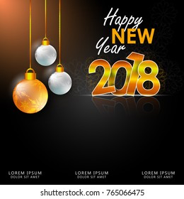 Happy New Year 2018 Vector greeting card illustration.