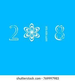 Happy New Year 2018, vector background of blue and white.