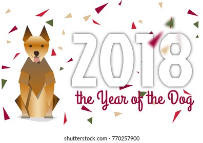 Happy New Year 2018 - vector illustration with dog