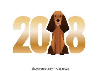 Happy New Year 2018 - vector illustration with dog