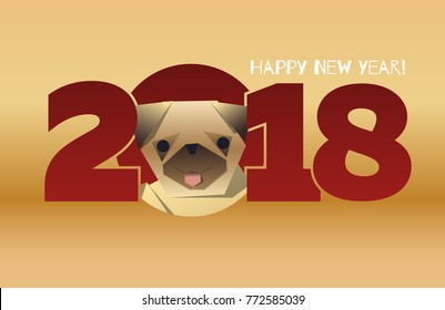 Happy New Year 2018 - vector illustration with dog