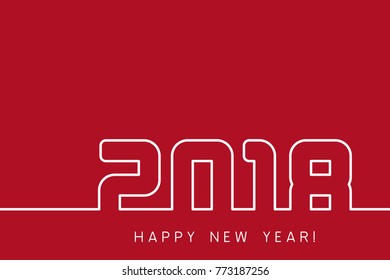 Happy New Year 2018. Vector New Year red and white modern background