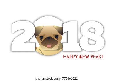 Happy New Year 2018 - vector illustration with dog
