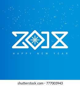 Happy new year 2018 vector background with snow. Cover of calendar or business diary for 2018 with wishes. Greeting card. Vector brochure design template