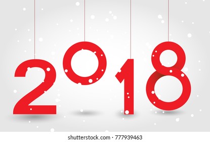 Happy new year 2018 vector. New year design festive card. Snowing. Background for calendar.