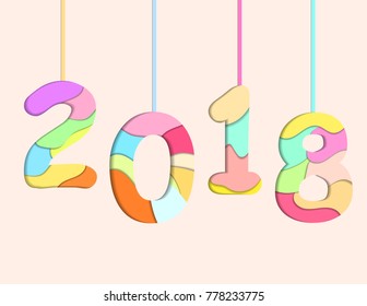 Happy New Year 2018 vector illustration. eps10.