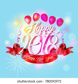 Happy New Year 2018. Vector illustrator