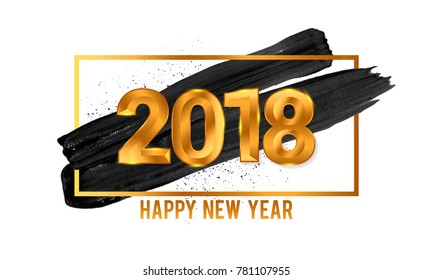 happy new year 2018 vector with brush ornament
