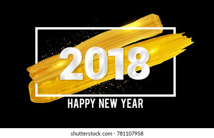 happy new year 2018 vector with brush ornament