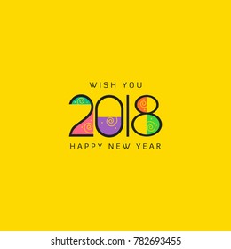 Happy new year "2018" Vector design.