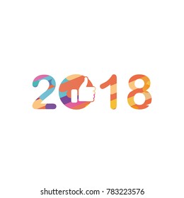 Happy new year 2018 vector background with Thumb Up. Vector brochure design template. Cover of business diary for 2018 with wishes. Vector illustration