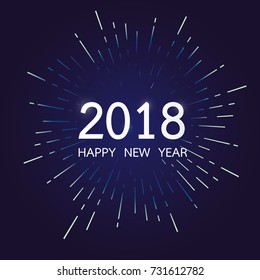 Happy new year 2018 with Vintage hand drawn sunburst vector illustration