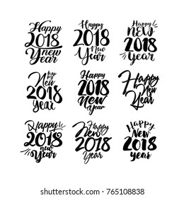 happy new year 2018 vintage  lettering.  vector  set