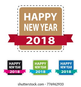 Happy New Year 2018 Web Button - Colorful Vector Set