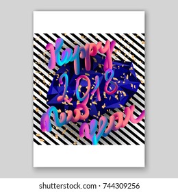 Happy New Year 2018 Winter Party Invitation with confetti