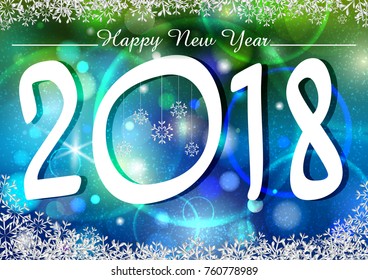 Happy New Year 2018 wishes greeting card template background design in vector