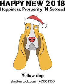 Happy New Year 2018, yellow dog
