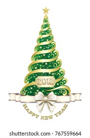 Happy New Year 2018.Christmas tree 