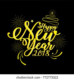 Happy New Year 2018.Vector Illustrator
