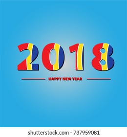 Happy New Year 2018.Vector text