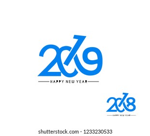 Happy New Year 2019 & 2018 Text Design  Pattern, Vector illustration.