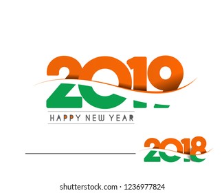 Happy New Year 2019 & 2018 Text Design  Patter, Vector illustration.