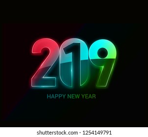 Happy New Year 2019 & 2018 Text Design   , Vector illustration.