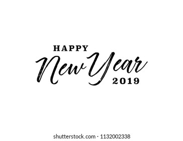 Happy New Year, New Year 2019, New Year Background, Happy New Year Banner, Festive Text, Holiday Text, Holiday Greeting Card, Vector Illustration Background