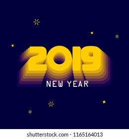 Happy new year 2019 background. Concept for celebration decorate.  Vector illustration template.