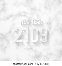 happy new year 2019 background template design with marble texture eps 10 vector