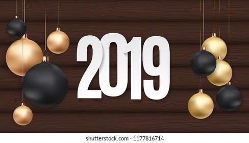 Happy New Year 2019 Background. Vector Illustration EPS10