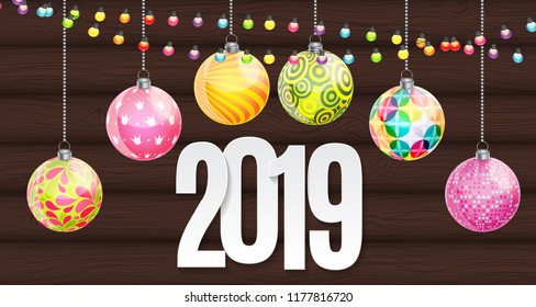Happy New Year 2019 Background. Vector Illustration EPS10