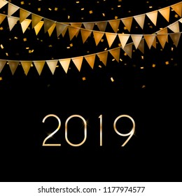 Happy New Year 2019 Background. Vector Illustration EPS10